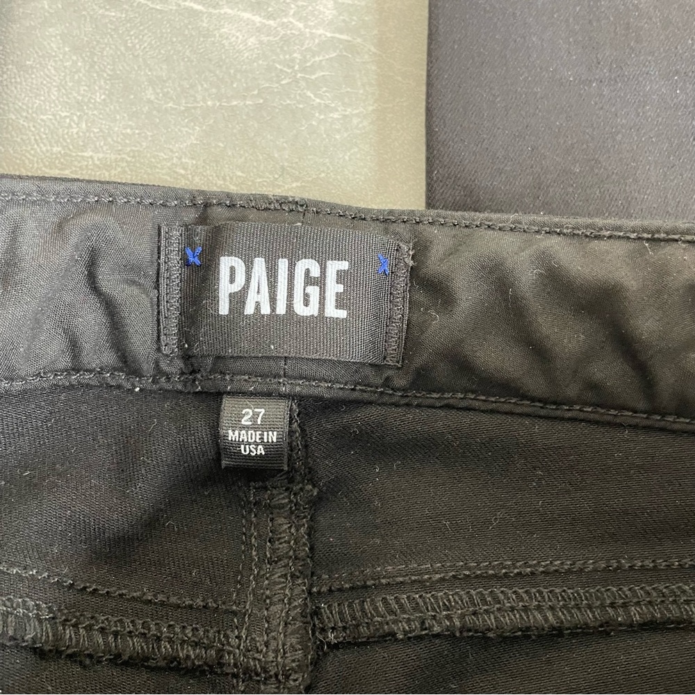 PAIGE Women's Black Jacqueline Straight Leg Jeans with a Raw Hem - Picture 4 of 8